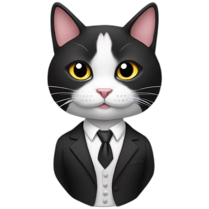 tuxedo cat, in a suit and tie emoji