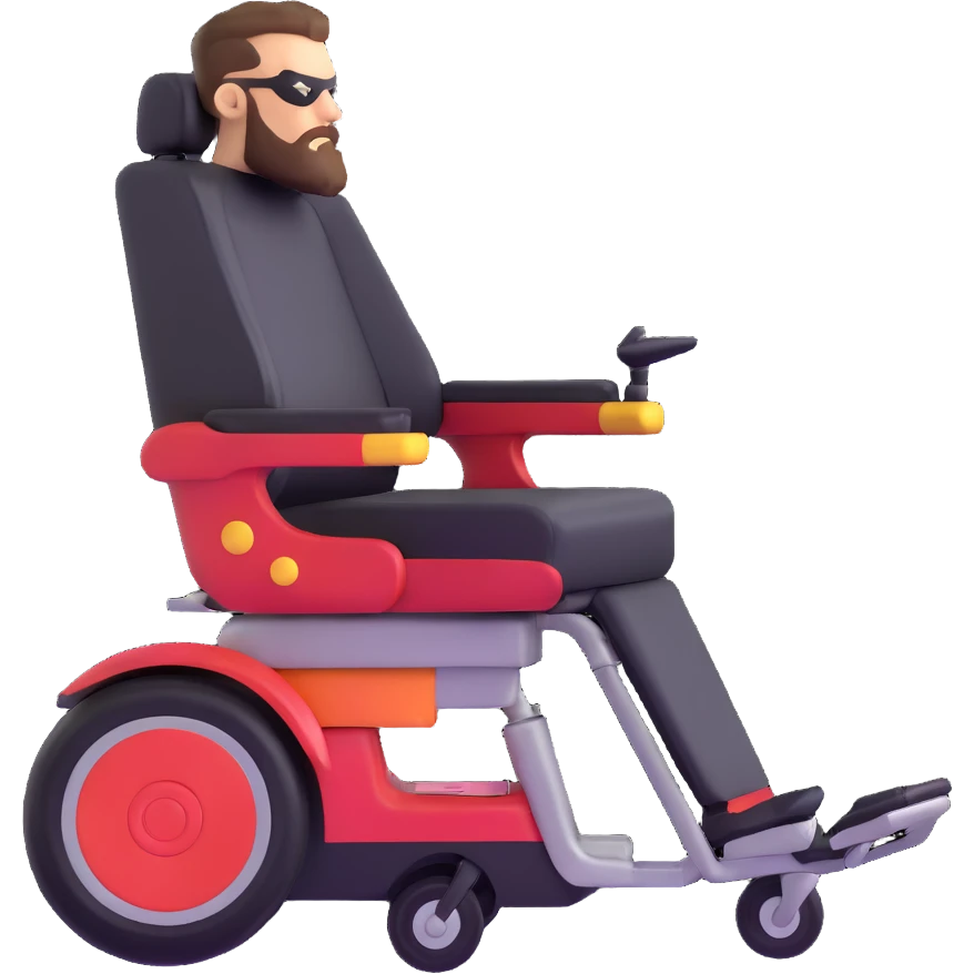 sleek superhero vehicle with hairy exterior, beard-fiber wheels, barber chair cockpit emoji