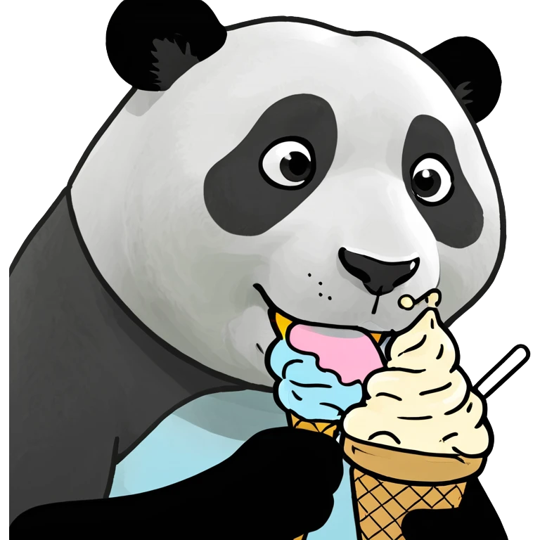 Panda eating ice cream emoji