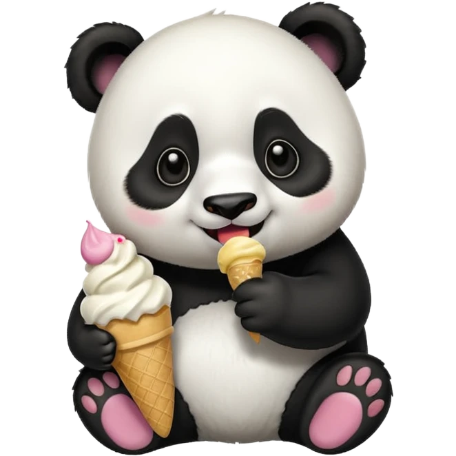Panda eating ice cream emoji