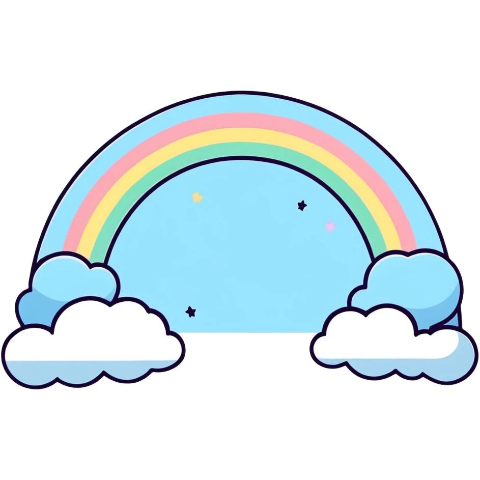 dreamy pastel blue rainbow with stars emoji