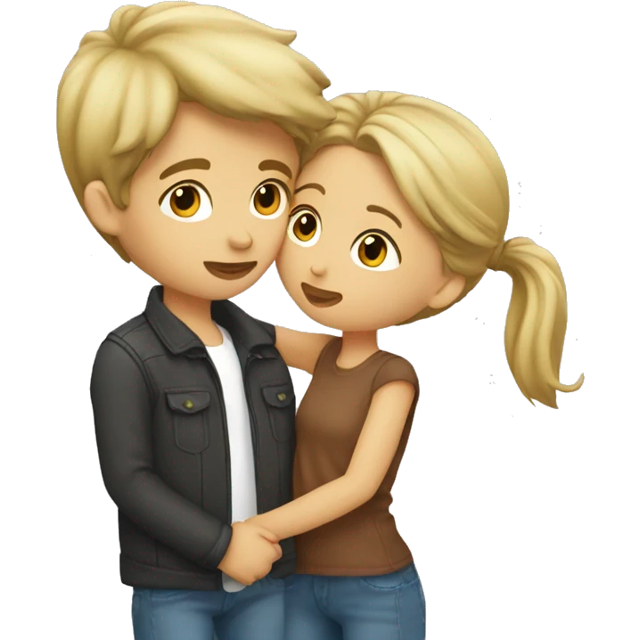 blond girl kissing boy with brown hair emoji