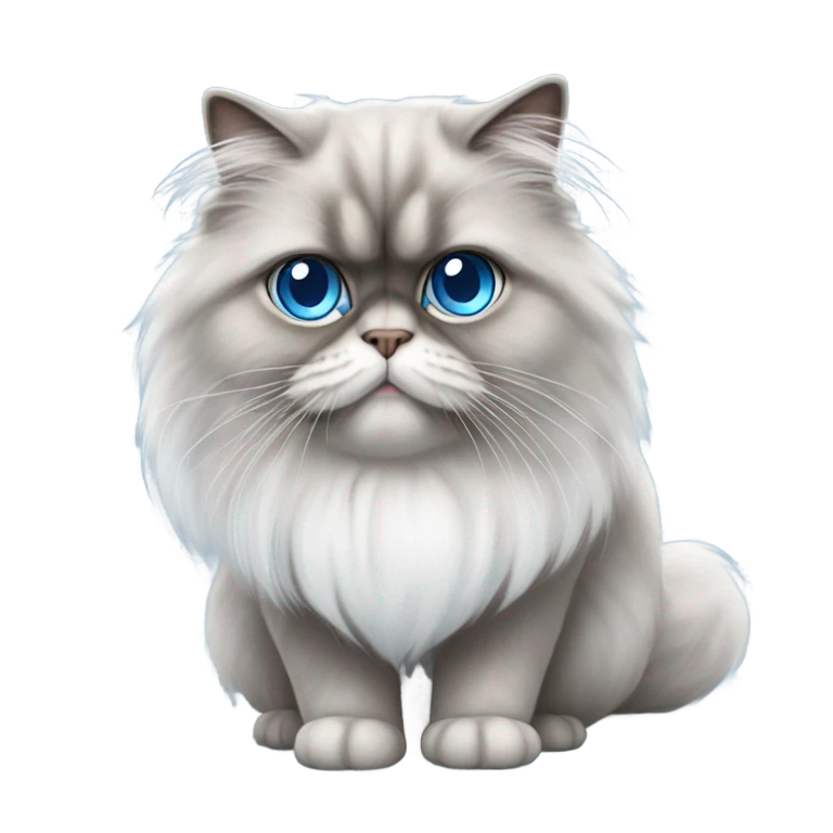White and gray Persian cat with blue eyes emoji