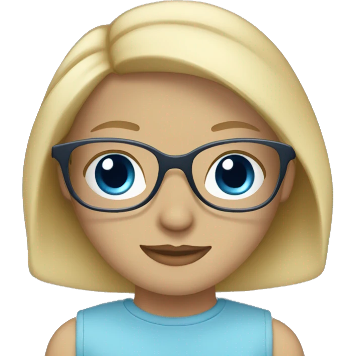 Person,blonde, clear glasses, blue eyes, pretty  emoji