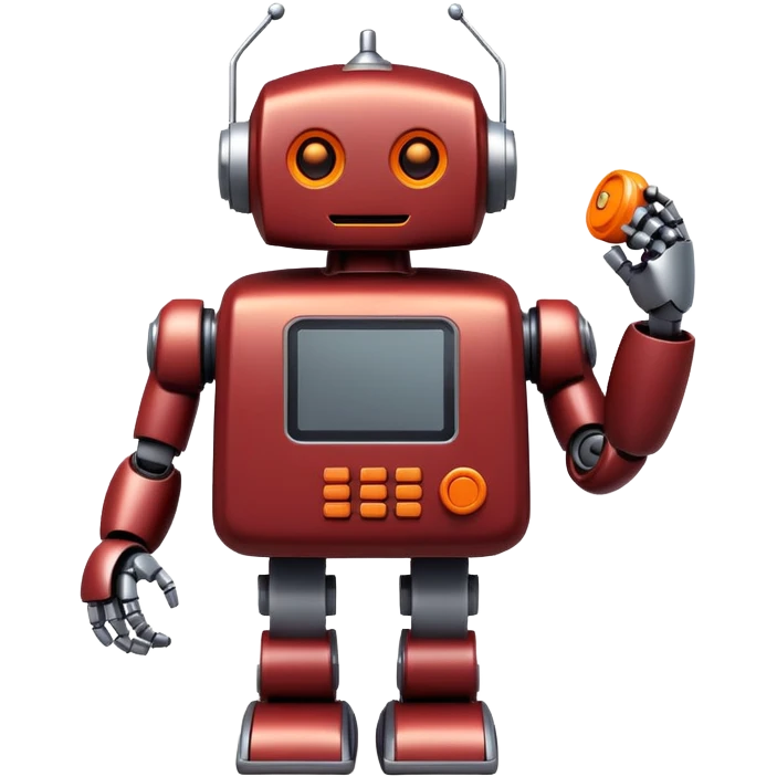 maroon robot with orange accents friendly phone call answerer emoji