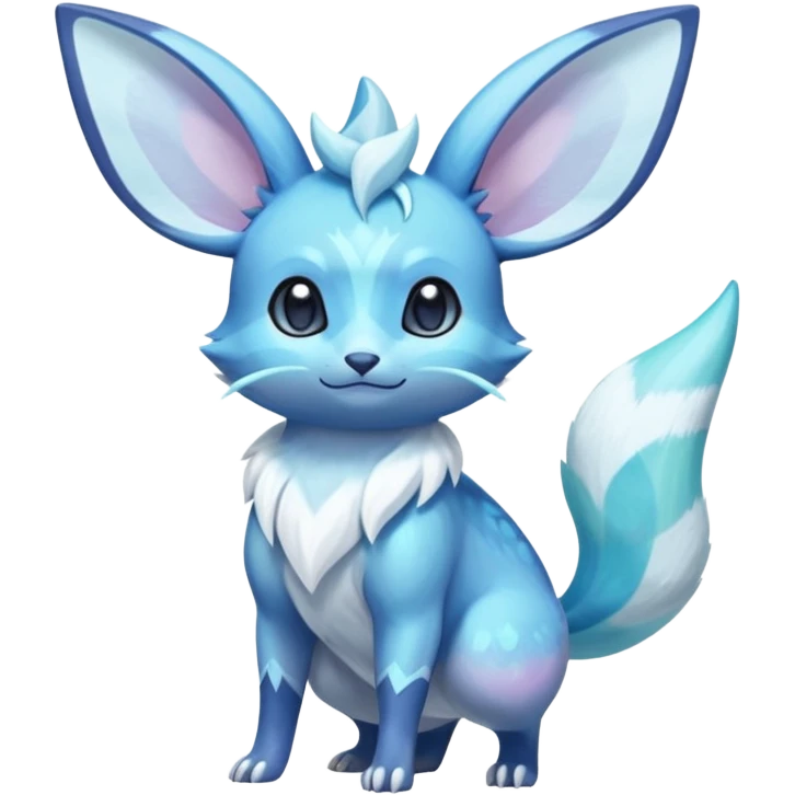 Shiny Pastel Colorful Iridescent Exotic Minccino-Aurorus-Glaceon-Fakémon-hybrid-creature (full body)  emoji