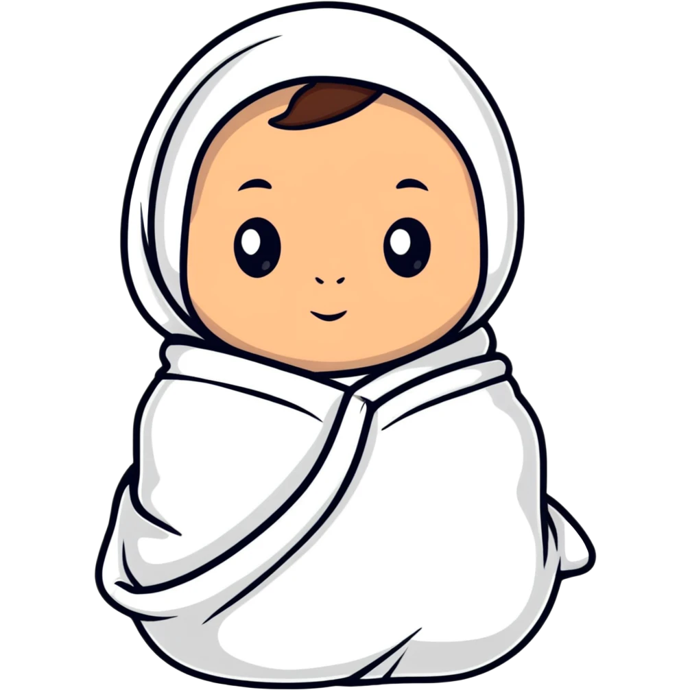 tanned baby swaddled in a white blanket emoji