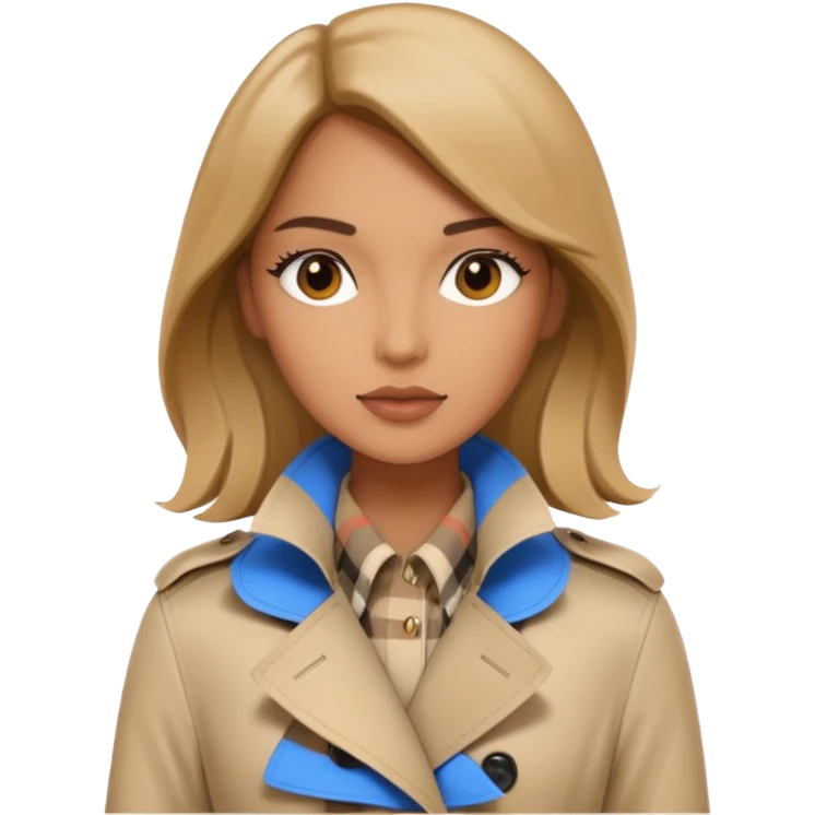 Woman wearing Burberry coat emoji
