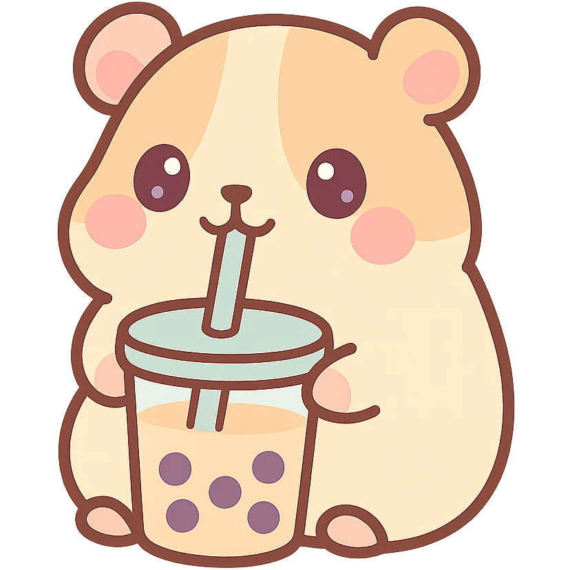 adorable guinea pig sipping bubble tea with a straw emoji