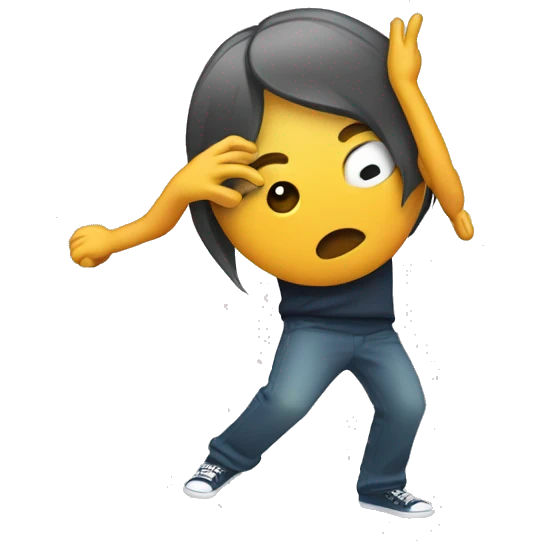 Dabbing emoji with really long arms emoji