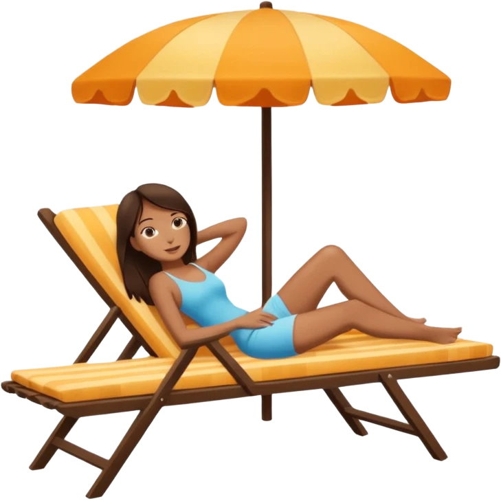 a girl with dark brown hair that is sunbathing on a long chair  emoji