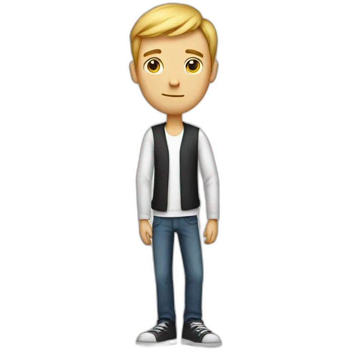 A skinny white guy with long arms, big nose emoji