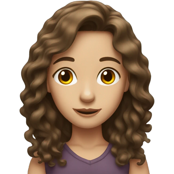 Pretty brunette girl long wavy hair emoji