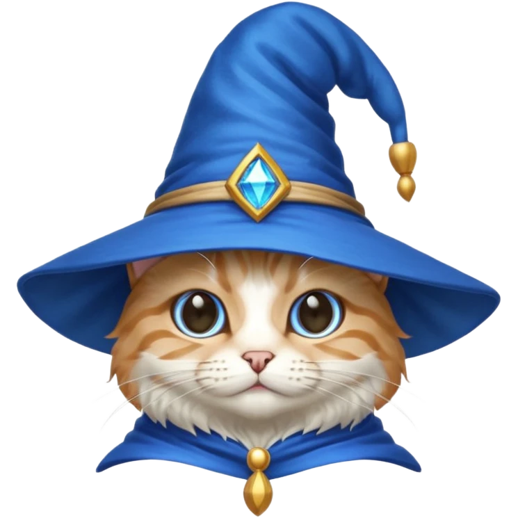 cat wizard with a blue hat emoji