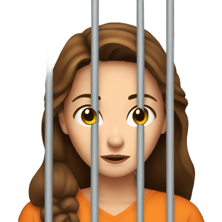 White woman brown hair behind jail bars emoji