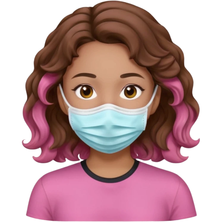 lightskin girl having a spa day with mask and pink shirt and brown wavy hair  emoji