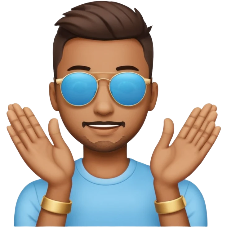 A emoji doing hands like hardik Pandya after winning t20 world cup in sky blue colour round emoji Cat wearing sunglasses emoji
