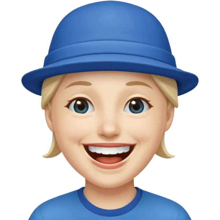A laughing person wearing a blue hat emoji