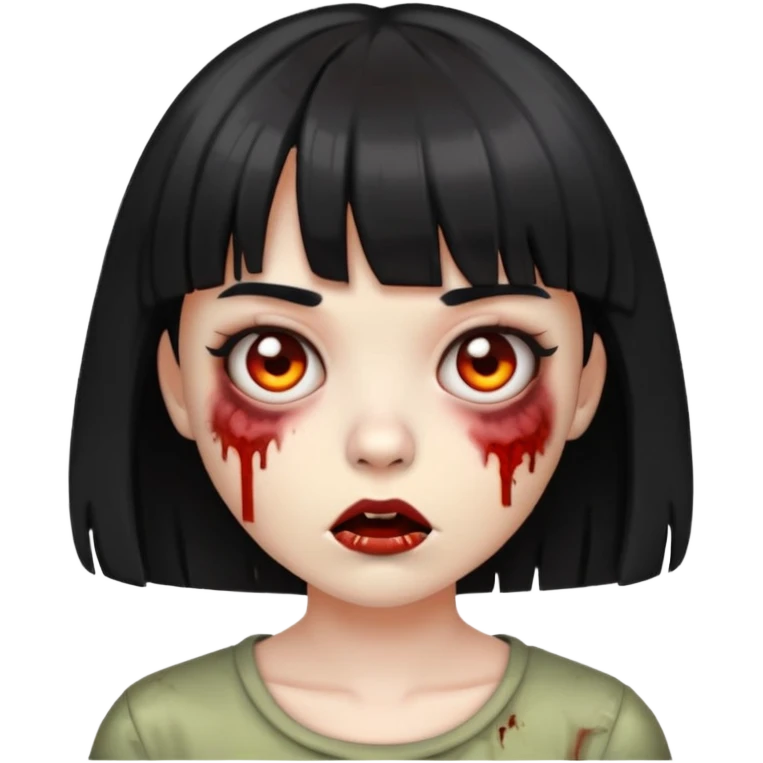 zombie emoji girl with short black hair with bangs emoji