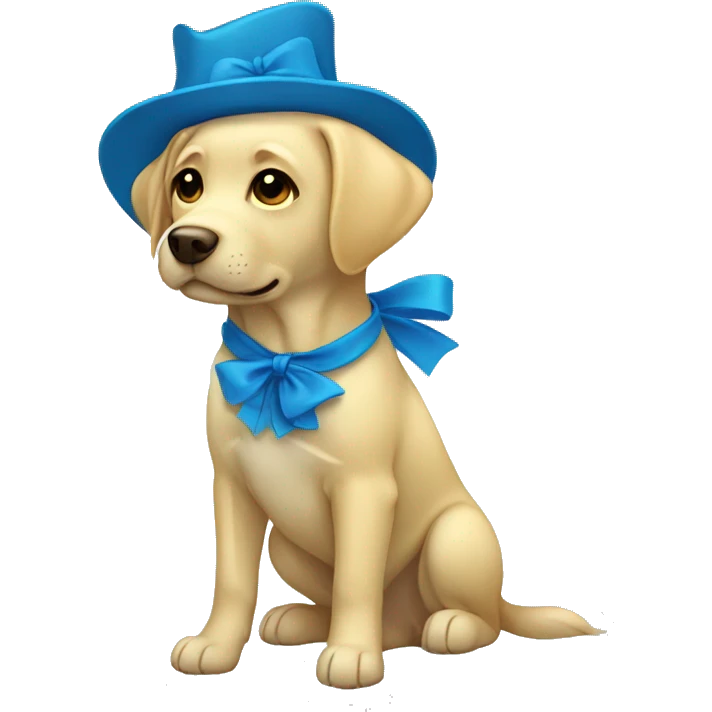 Yellow lab with blue bow emoji