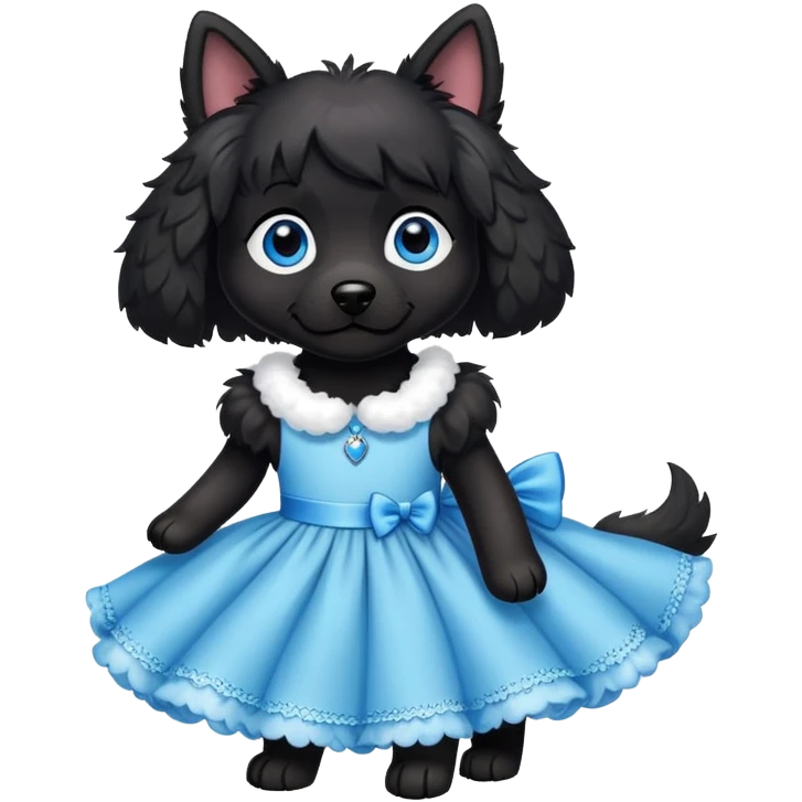 Black dog in dress with blue eyes  emoji