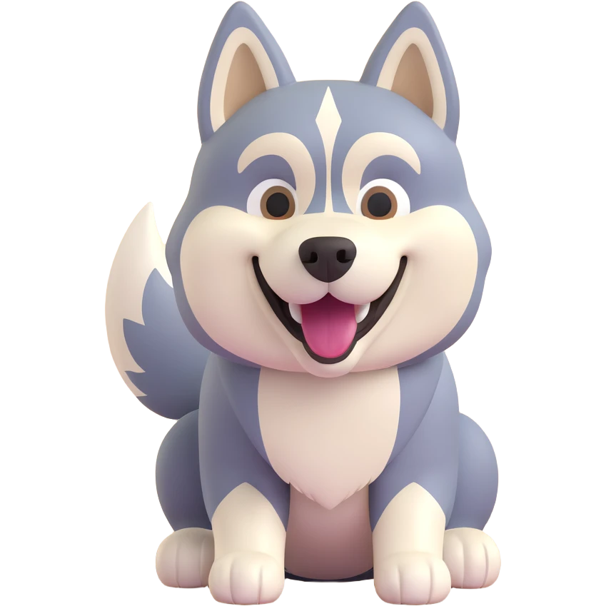 happy light cinnamon colored husky dog, pale tan emoji