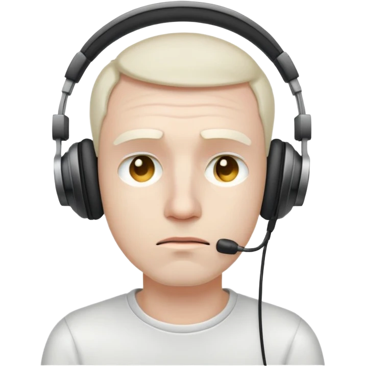 Парень в наушниках. Сильно устал. Пустота в глазницах.  emoji