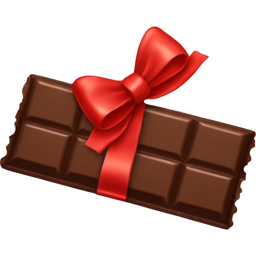 Chocolate bar with red bow emoji