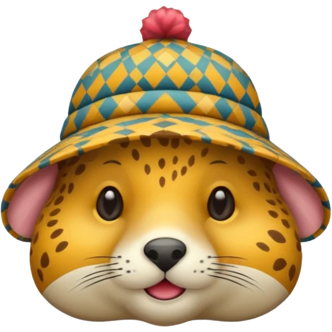 animal wearing patterned hat  emoji
