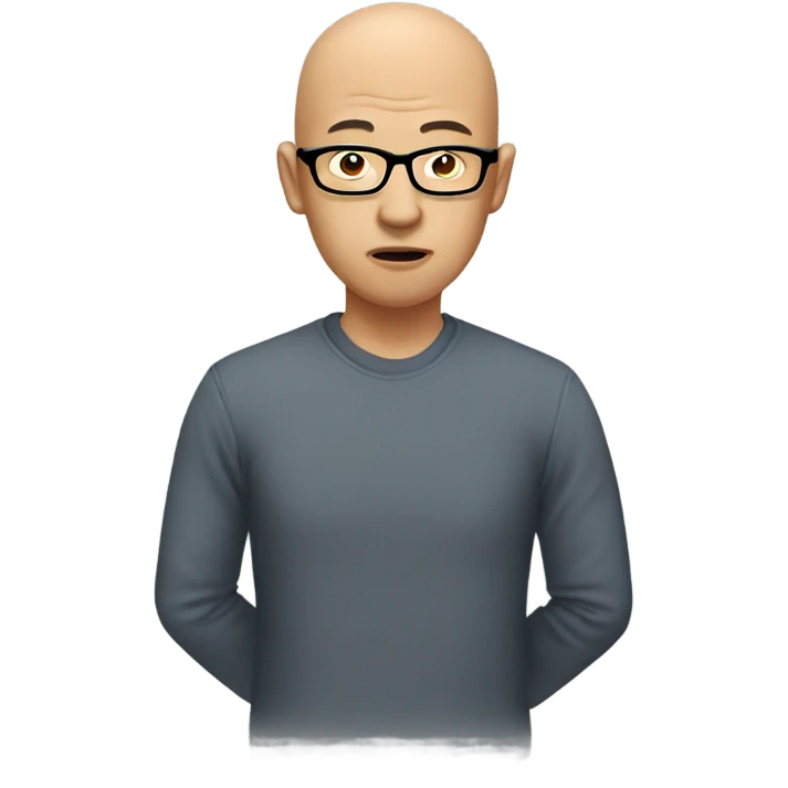  a bald Asian man, in glasses, very confused about something emoji