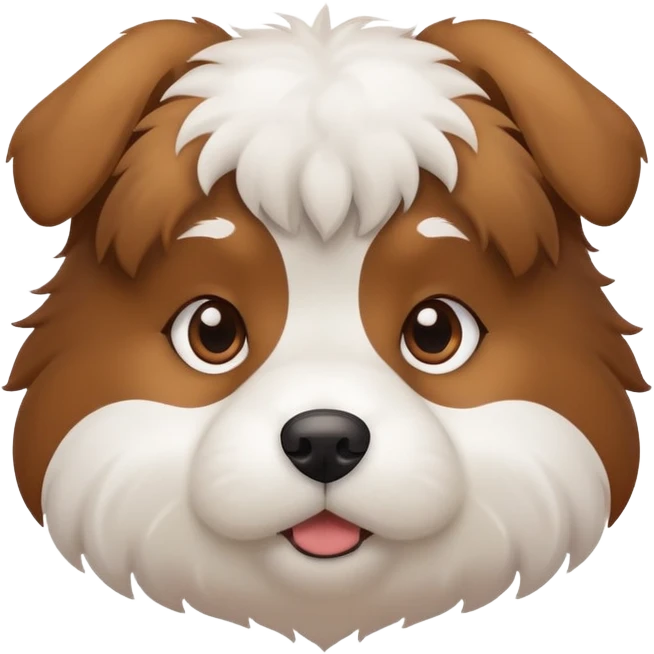 cute brown and white dog with a thinking face emoji