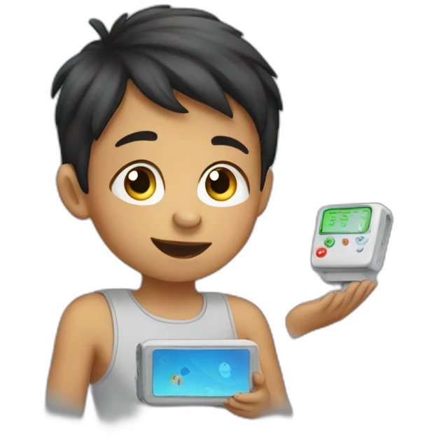 Child using an aac device emoji