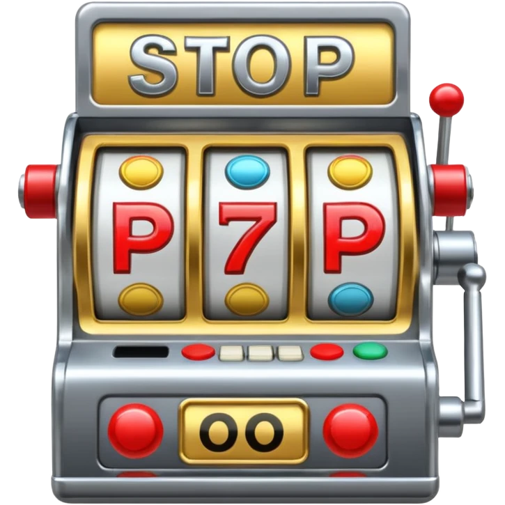 Slot machine, classic, 5 reels, , nothing written on it, the stop symbols are 7s, but in order letters P, R, O, P, O emoji