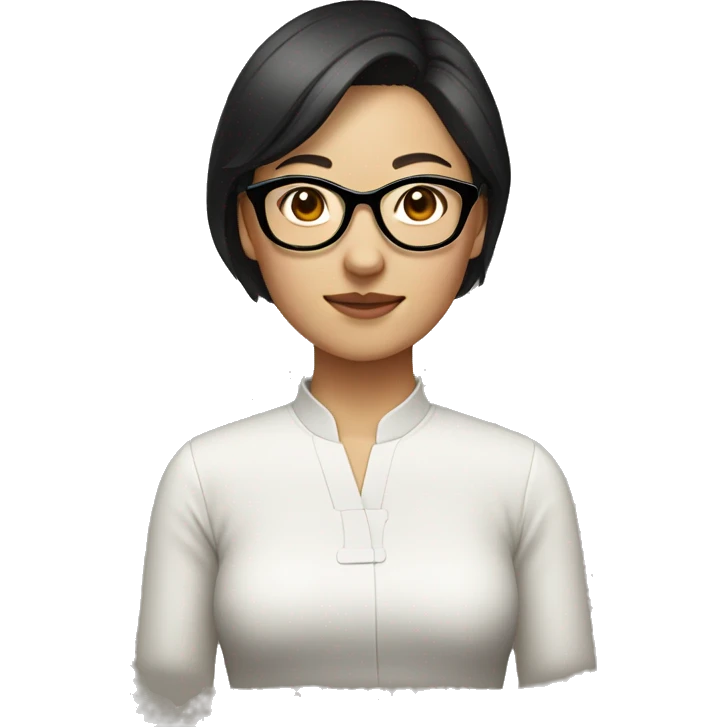 chinese woman, short hair, dark hair, glasses emoji