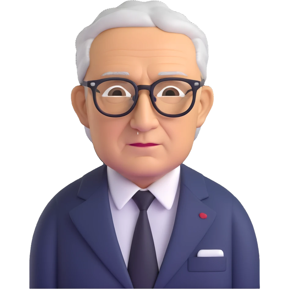 portrait of Henry Kissinger with glasses and suit emoji
