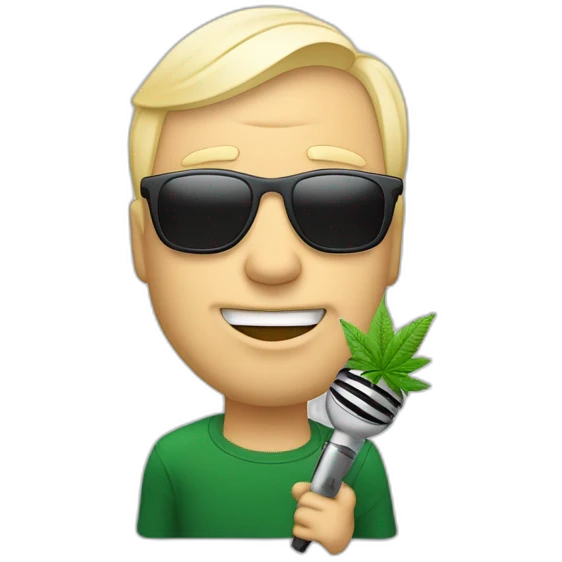 Weißer Mann singt ins Mikrofon -ganja mc emoji