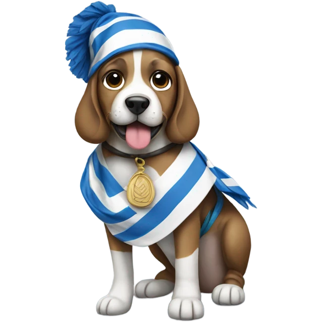 Dog wearing a Greek flag  emoji