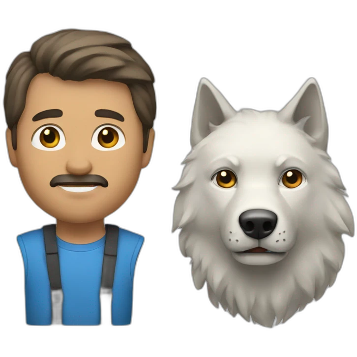 Un hombre y un lobo emoji