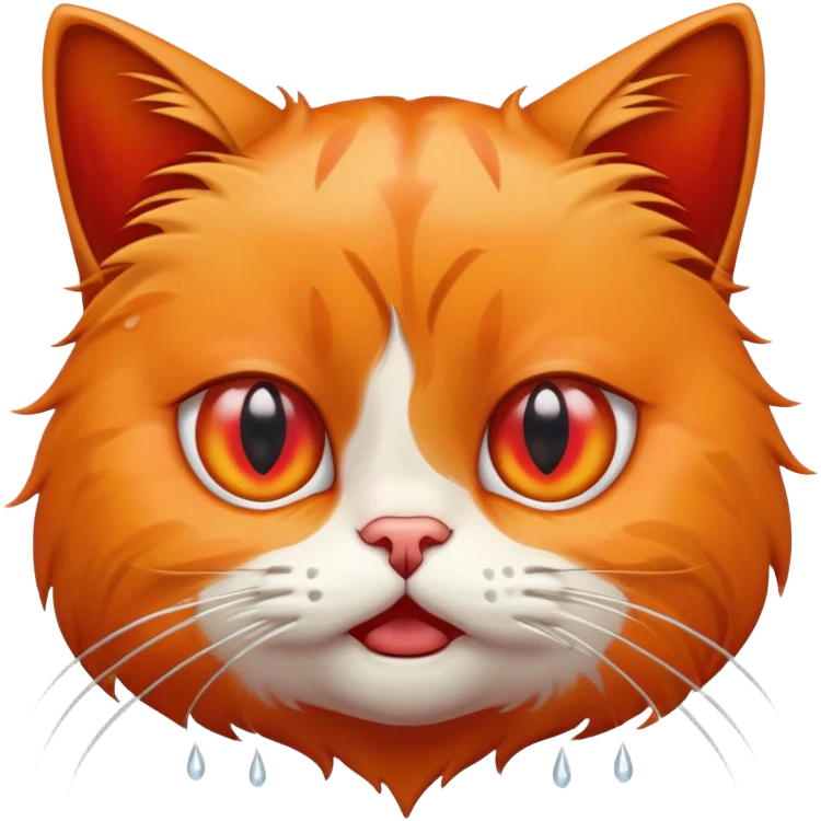 Cat with red eyes crying emoji