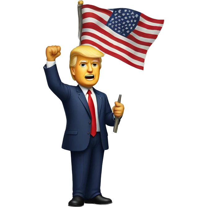 President trump holding American flag aloft emoji