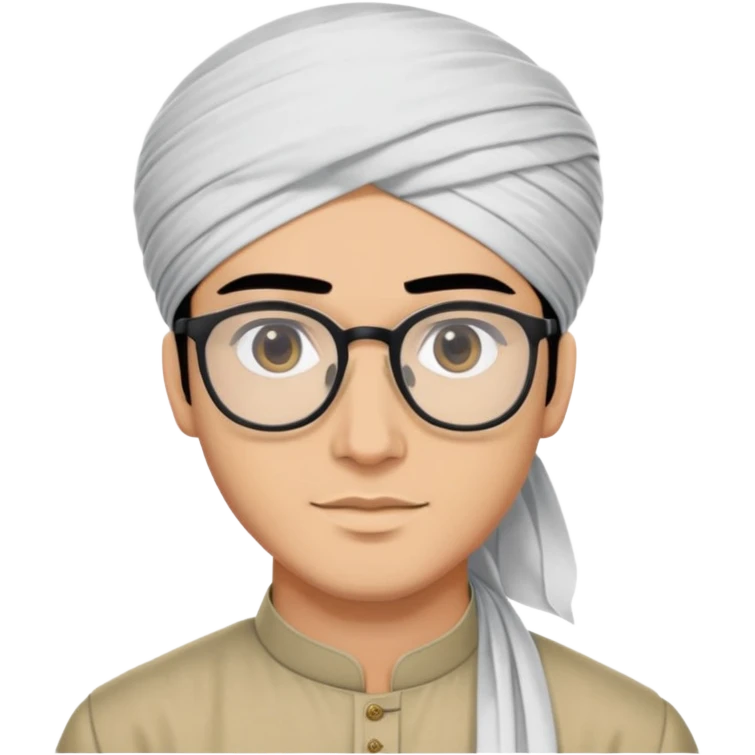 young man with wheatish skin tone, black hair, wearing kurta with rectangle glasses and traditional turban emoji