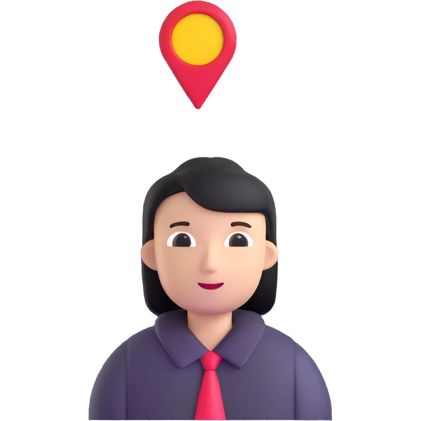person with location indicator above their head emoji