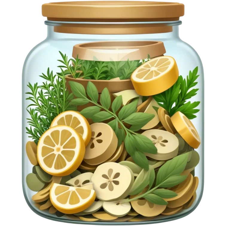 jar of dried sliced mixed herbs for cooking emoji
