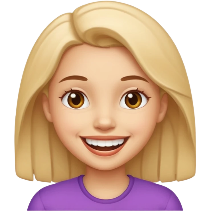 Girl with a huge smile emoji