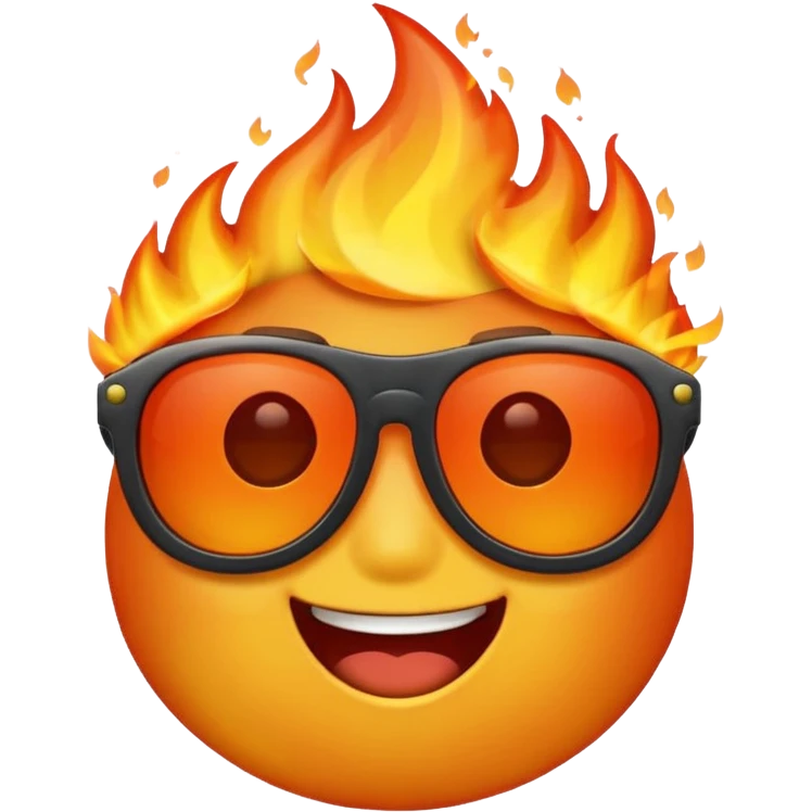 Make a fire emoji with sunglasses but without a face, just fire with glasses.WITHOUT A FACE emoji