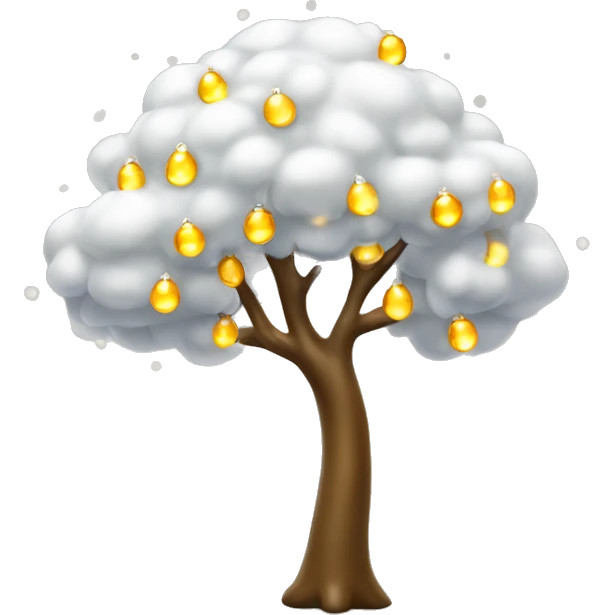 árbol de navidad blanco con luces doradas  emoji