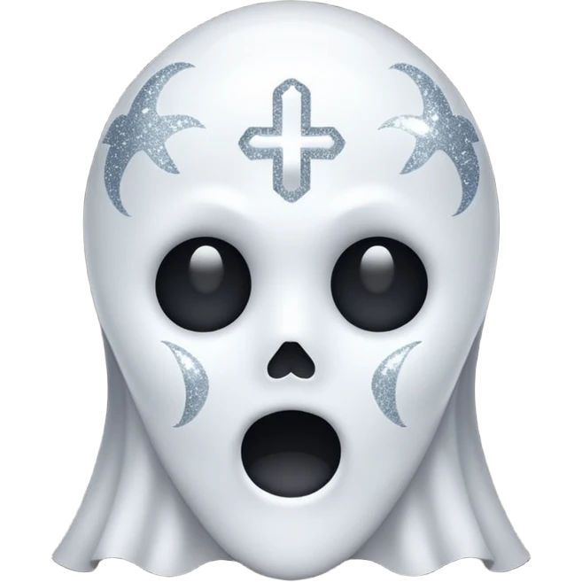 white Ghost face glitter  emoji