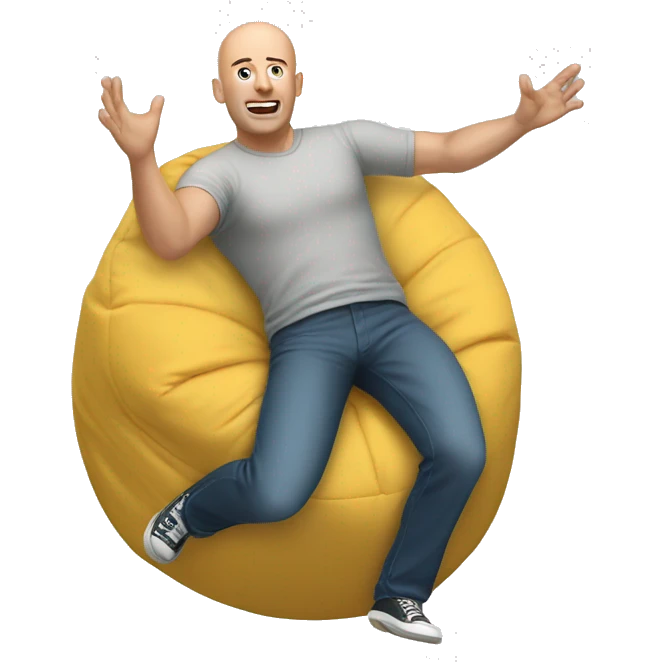 Bald Caucasian man tossing beanbag  emoji