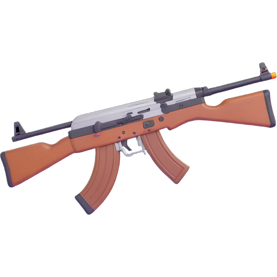 AK-47 assault rifle, side view, realistic details, 3D emoji style emoji
