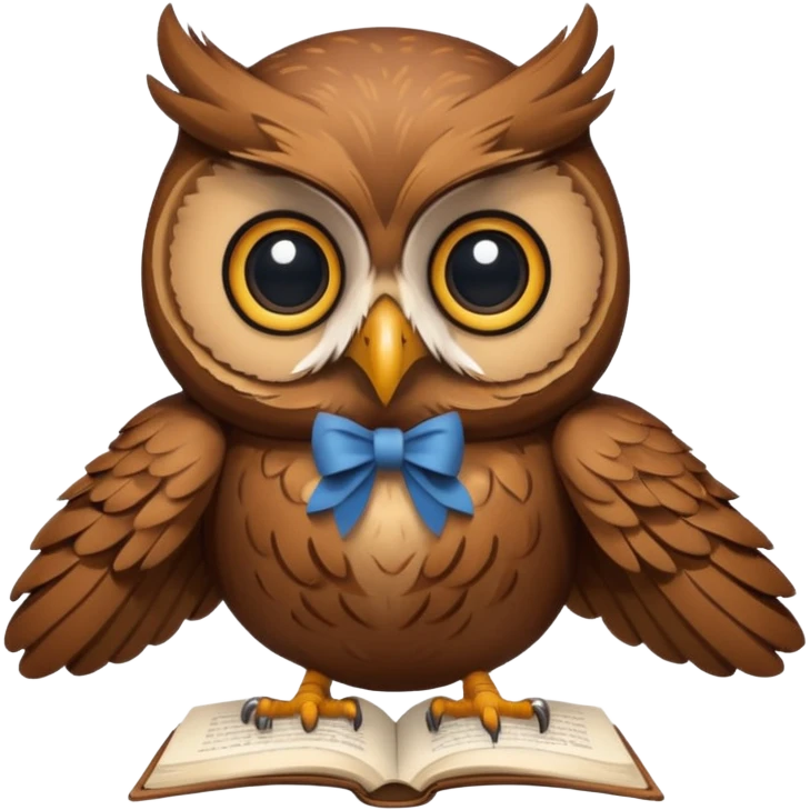 brown owl with book emoji